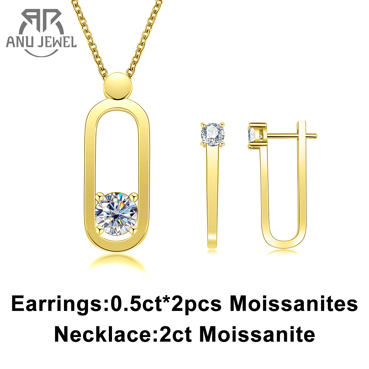 Ansi Chain - AnuJewel 2ct D kolor Moissanite Pin